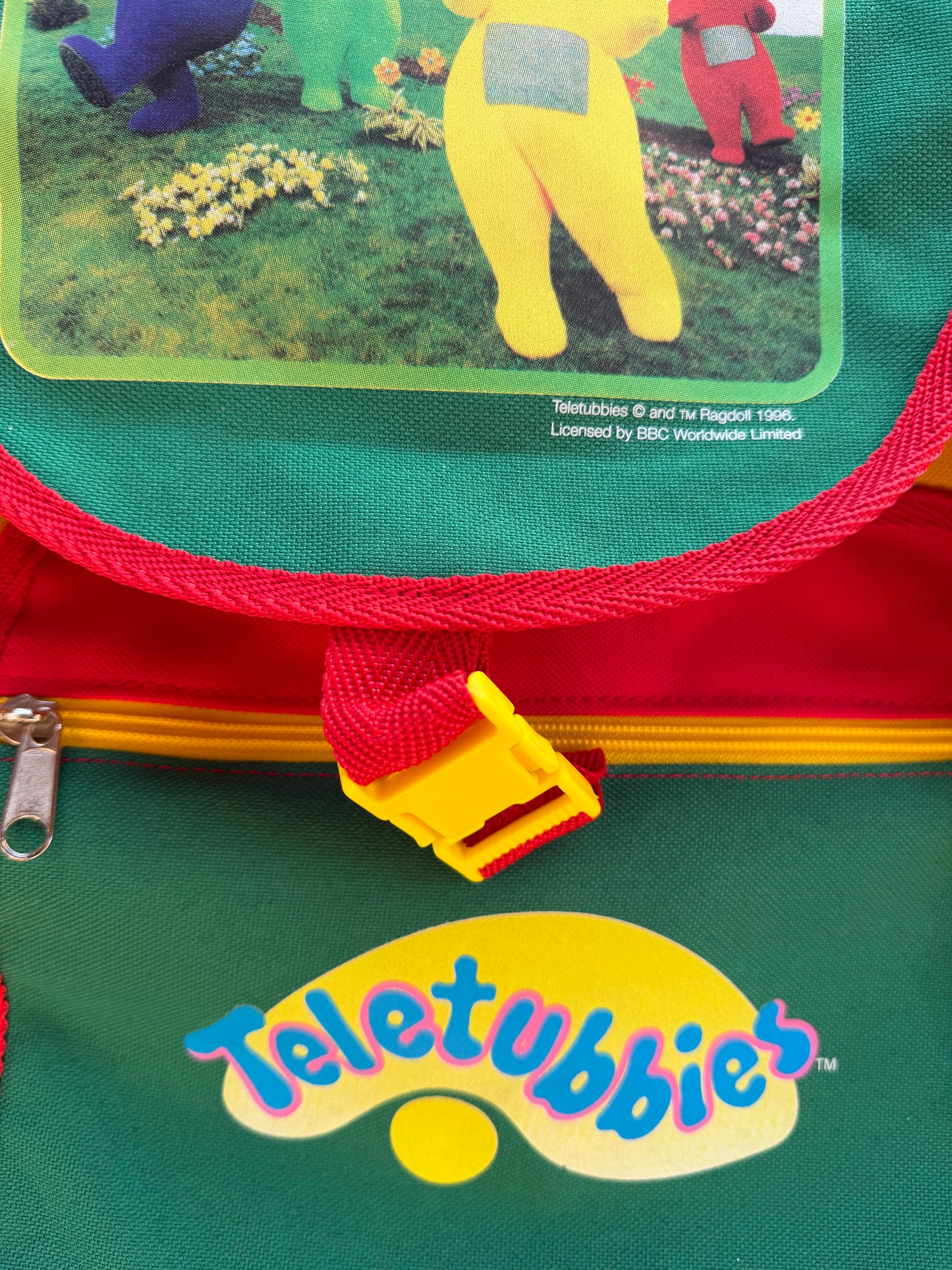 1996 colorblock teletubbies backpack