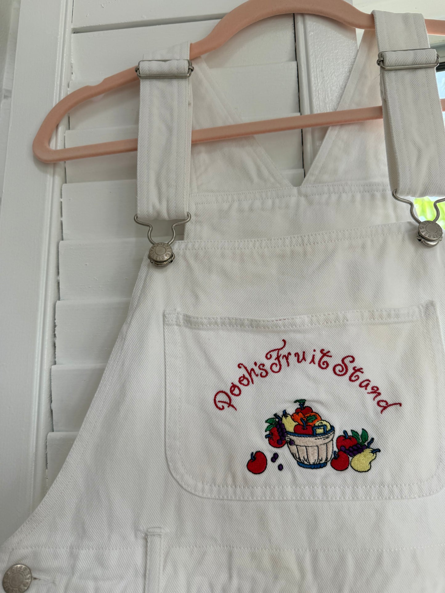 pooh’s fruit stand shortalls adults S