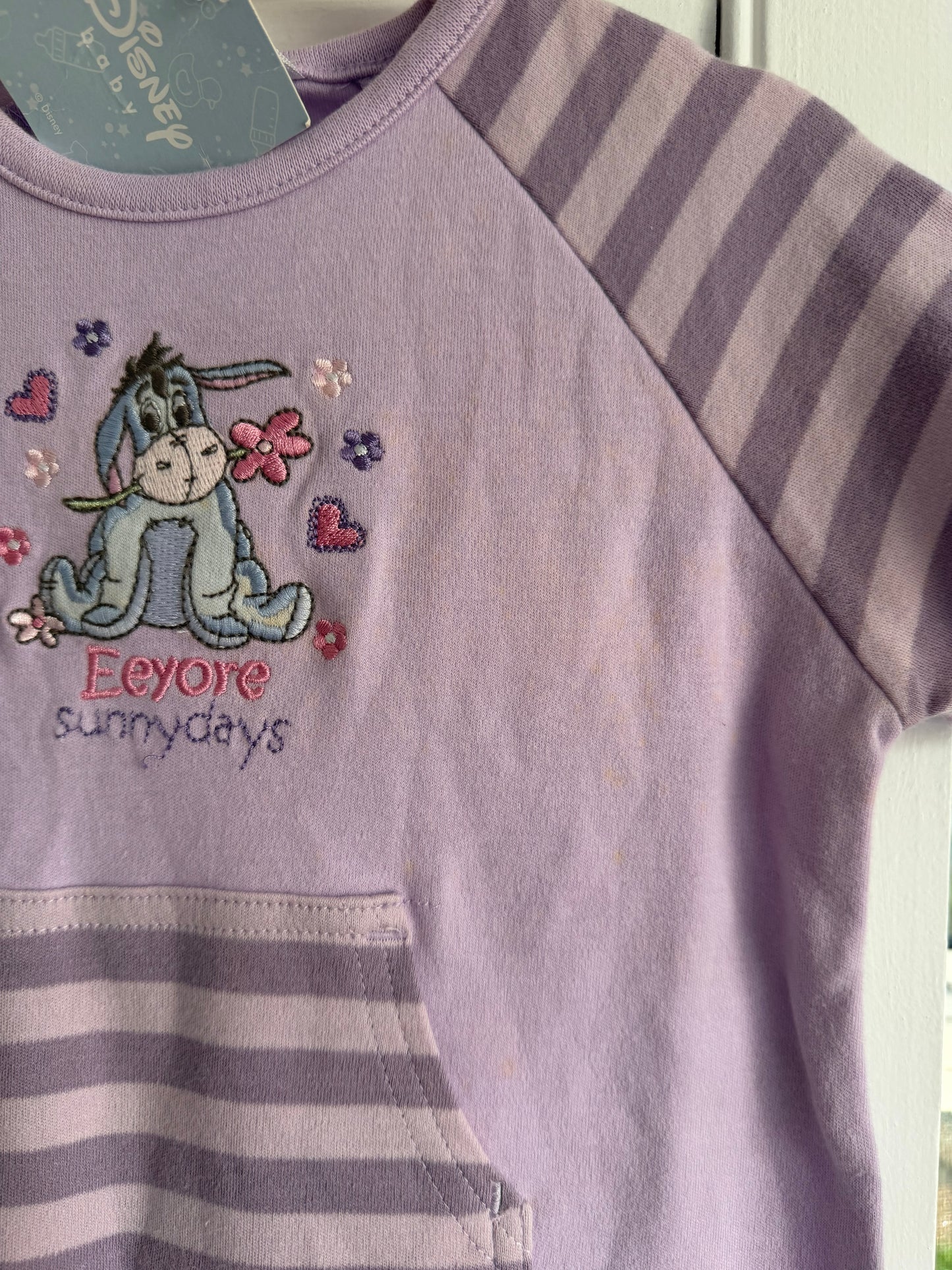 eeyore “sunny days” romper NWOT 3-6m