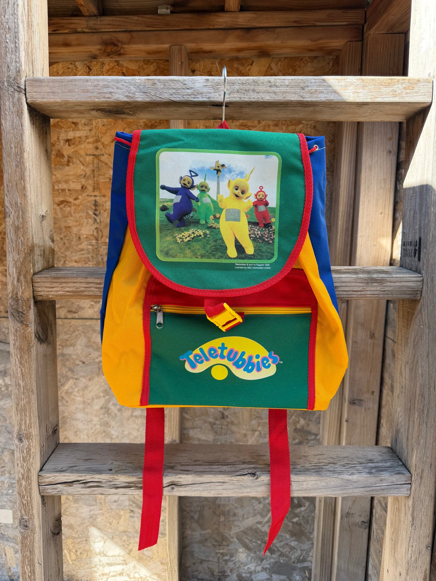 1996 colorblock teletubbies backpack