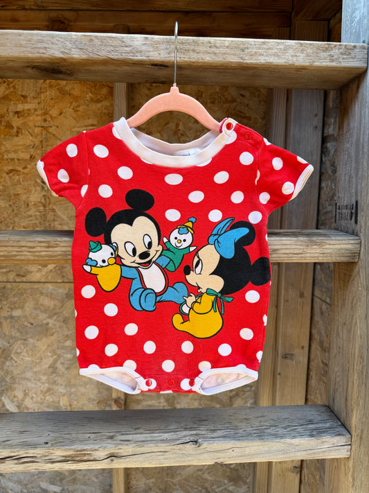 1984 spotty baby mickey/minnie bodysuit 12m