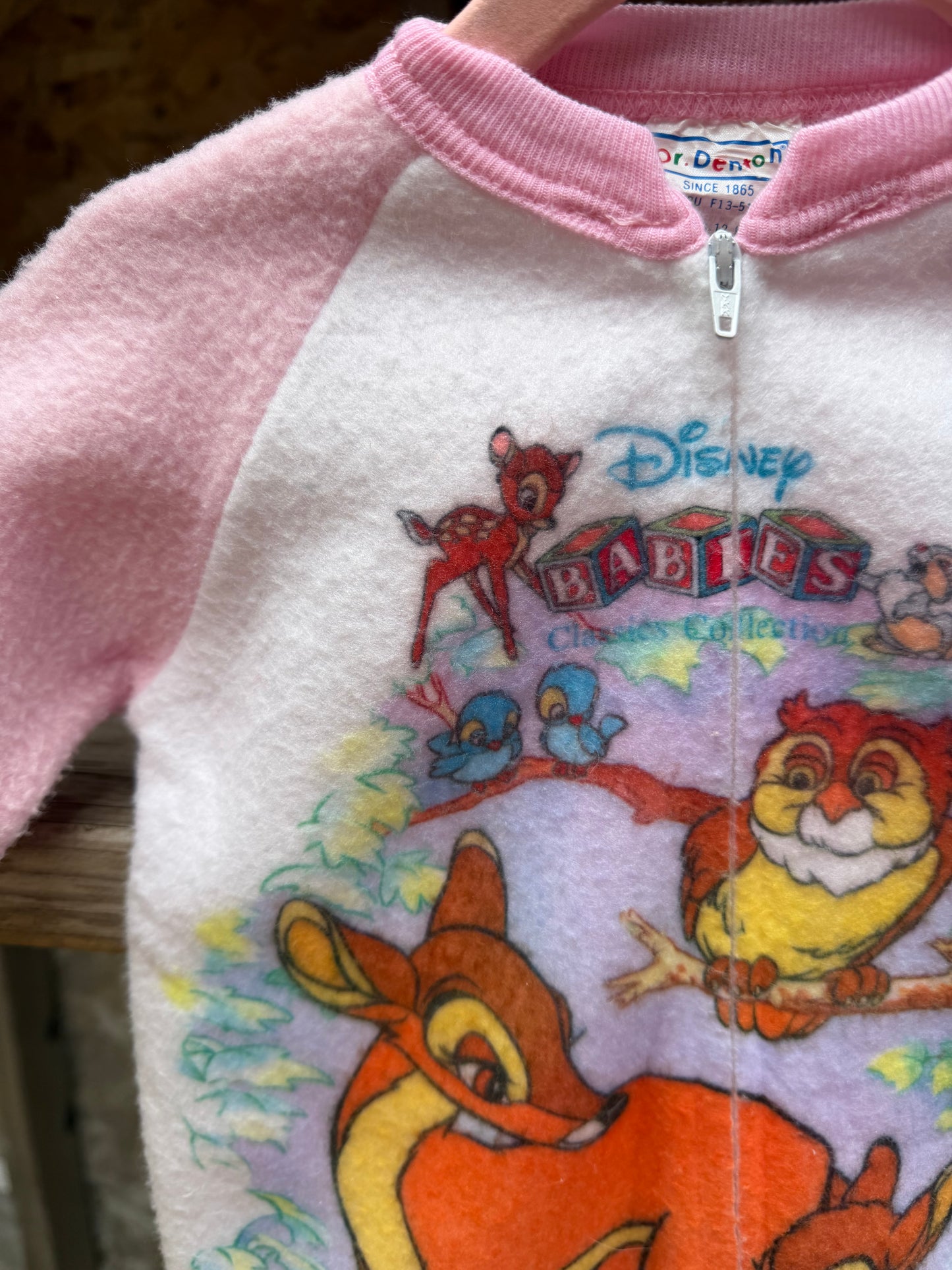 vtg AOP bambi footed sleepsuit 6-12m