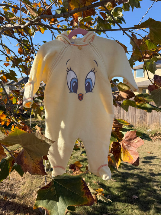 tweety hooded fleece jumpsuit 6-9m