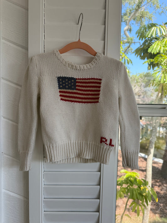ralph lauren knitted flag sweater 3T