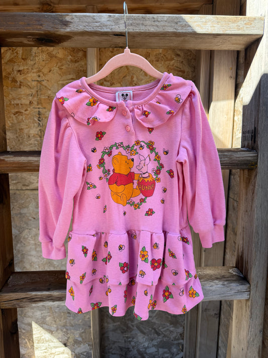 90s AOP Pooh peplum tee/dress 4T